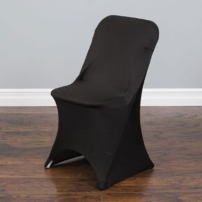 Sparkles Make It Special 1 pc Spandex Folding Arched Front Chair Covers - Wedding Reception Banquet Party Restaurant - Black