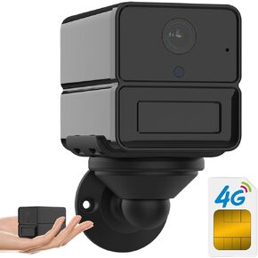 FUVISION Mini Cellular Security Camera 20 Days Standby,No WiFi Little Camera 300MB SIM Card,4G LTE Small Camera for Indoor Security,AI Portable Cloud Camera with Motion Detect Night Vision