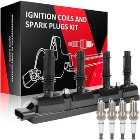 SCITOO 1 ignition coils with 4 iridium Spark Plugs for Chevrolet 2011-2015 Cruze 1.4L 2016 Cruze Limited 1.4L 2012-2020 Sonic 1.4L 2013-2021 Trax 1.4L 2011-2015 Volt 1.4L 1.4L 25198623 D521C UF669
