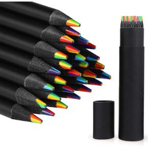 Rainbow Pencils, 12-Pack Rainbow Colored Pencils, Multicolor Pencil, Multi Colored Pencils for Adult Coloring, Professional Art Supplies for Adult Drawing and Sketching.