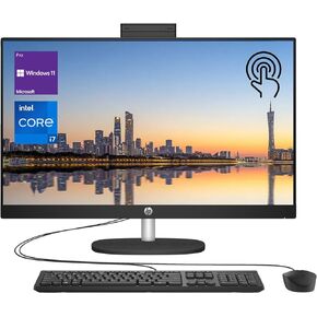 HP Newest Business 27" Touchscreen All-in-One, 27" FHD Display, Intel Core i7-1355U, 32GB RAM, 1TB SSD, IR Camera, Wired Keyboard & Mouse, HDMI, RJ45, Wi-Fi 6, Windows 11 Pro, Black