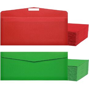 100 Pieces Christmas Red and Green Envelopes Paper Invitation Envelopes with 200 Pieces Gold Foil Stickers, Christmas Themed Mailing Envelopes for Xmas Holiday Small Gift Cards Business Notes