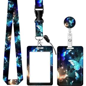 ID Badge Holder with Lanyard and Retractable Reel Clip - Fashionable Card Name Tag Protector for Nurses, Doctors, Teachers, and Students (Beautiful Green Mountain)