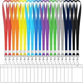 20 Pack Cruise Lanyard with Waterproof ID Card Holder, Durable Lanyard Assorted Color Lanyard with Waterproof ID Badge Holder for Carnival Cruises Cards Ships Key (10 Colors)
