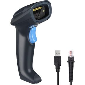 1D 2D Barcode Scanner with Stand, USB Wired Handheld QR Code Scanner Supports Screen Scan, Portable Automatic CMOS Image Bar Code Reader for Store, Library, Warehouse, POS and Computer Plug & Play