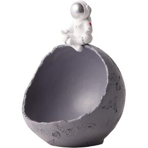 Resin Astronaut Statue Storage Box Astronaut Candy Bowl Key Storage Bowl Holder for Home Living Room Table Decor - Gray