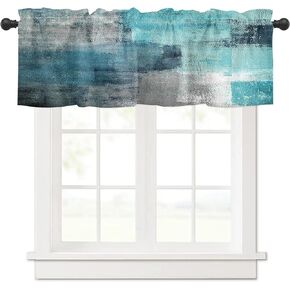 Navy Blue Curtains for Bedroom Living Room, Abstract Art Valances Roman Shades for Windows Cafe Decor,Farmhouse Curtains & Drapes Aesthetic Rod Pocket Valances for Kitchen Window Curtains Over Sink