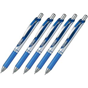 Pentel EnerGel Deluxe RTX Retractable Liquid Gel Pen,0.7mm, Fine Line, Metal Tip, Blue Ink-Value set of 5