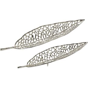 Deco 79 Metal Leaf Tray, Set of 2 31", 24"W, Silver