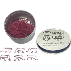 Animal Elephant Shaped Paper Clips 100 Count in Silver Tin and Silver Gift Box Great for Paper Clip Collectors or Zoo Animal Lovers (100 Count Pink)