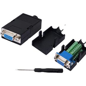 SinLoon VGA DB15 Solderless Connector 3+9 D-SUB 15 Pin VGA 3 Row Breakout Board Adaptor with Case+Screwdriver(2-Pack Fmale)