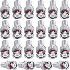 F to BNC Connector 22 Pcs BNC Male Plug to F Female Jack Coax Adapter 75 Ohm, RG6, RG59 Connector for Scanner Security Camera Fanbalunke