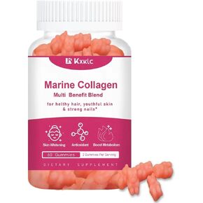 Marine Collagen Gummies- Multi Benefit Blend Vitamin Collagen Gummies for Women for Hair Growth, Skin and Nails, Joint Care Vitamin Anti-Aging and Elasticity Hydrolyzed. (1 Pack)