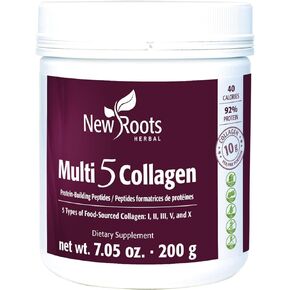 NEW ROOTS HERBAL Multi 5 Coco Collagen Powder Supplement (Types I, II, III, V and X) for Skin Hair Nail Joint - Hydrolyzed Collagen - Dairy & Gluten Free - 12g per Serving - Chocolate Flavor, 7.05 oz