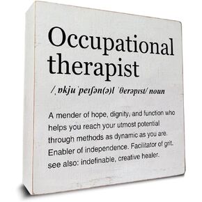 Occupational Therapist Gifts Occupational Therapist Definition Art Wooden Box Sign Rustic Desk Decorative Wooden Sign Home Therapy Office Decor for Desk Table Shelf 5 x 5 Inches