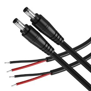 2Pack 16AWG DC Power Pigtails Cable,2.1mm x 5.5mm DC Male Plug to Bare Wire Open End,DC Barrel Plug Connector Supply Adapter Repair Cord for CCTV Security Surveillance Camera,LED Strip Light etc,3FT