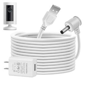 Charge Cords 30ft for Ring Weatherproof Indoor Outdoor Charging Cable with Quick 2Amp Power Adapter for Ring Stick Up Cam Battery 3rd Gen/2nd Gen & Spotlight Cam Battery (Black,1 Pack)