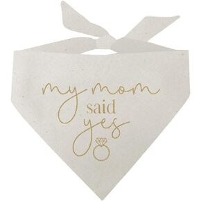 My Mom Said Yes Wedding Engagement Announcement Dog Bandana (Black, XS 914)