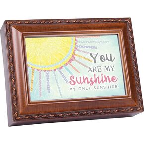 Cottage Garden You are My Only Sunshine Patchwork Woodgrain Keepsake Music Box Plays You are My Sunshine