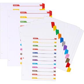 Monthly Dividers for 3 Ring Binder, 12 Month Tabs, Multicolor Month Tabs Binder Dividers - with Table of Contents Page, 3 Set