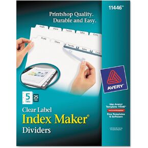 Avery 11446 Index Maker, Laser, Punched, 5-Tabs, 25 ST/BX, 8-1/2-Inch x11-Inch,CL