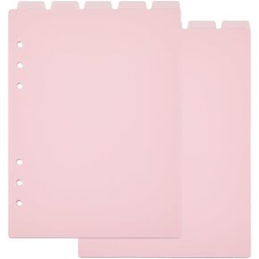 SUPERFINDINGS 10 Sheets A5 Index Binder Dividers 8.6x5.8inch Pink Binder Dividers with Tabs 6 Ring Vertical Plastic Dividers Frosted Index Divider for Planner Notebook Loose Leaf Binders,Hole: 6mm