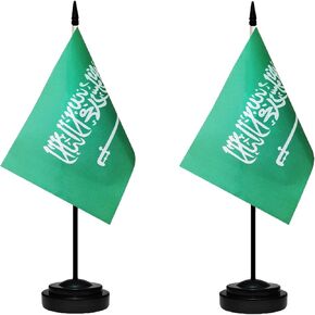 Jordan Jordanian Small Mini Desk Flag Set Miniature Jordan Jordanian Table Office Flag with 13" Black Pole, Black Base, Miniature Jordan Deluxe Desktop Flag(2 Pack) in Kuwait