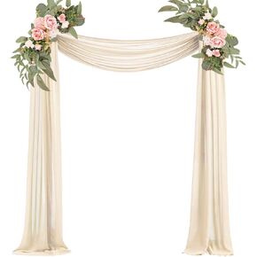 Baby Blue Wedding Arch Draping Fabric 29" X 20FT Sheer Tulle Fabric Chiffon Drapes for Wedding Arbor Ceremony Party Bridal Shower Swag Fabric Decoration | Baby Blue Fabric 1 Panel