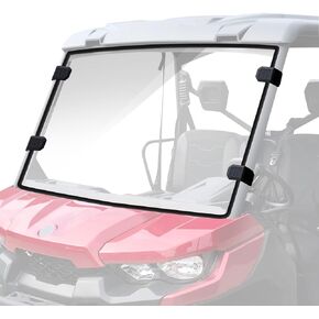 Scratch-Resistant Defender Windshield - StarknightMT UV-Resistant Defender Full Front Windshield Compatible with Can Am Defender MAX HD5 HD8 HD10 2016-2023 Defender Accessories