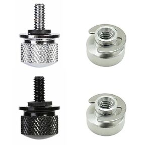 4 PCS Stainless Knurled Fender Rear Seat Bolts Screw and Nut Kit Quick Mount Compatible with 1986-2023 Harley Touring Soft (Silver-Silver)
