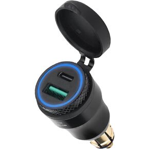 Motorcycle Power Adapter DIN Hella Plug to QC 3.0 USB & Type C Charger Compatible with BMW Triumph Tiger Ducati Motorcycle