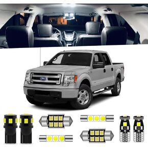 9-Pieces F150 Interior LED Light Kit for Ford F-150 2009 2010 2011 2012 2013 2014 White 6000K Interior LED Lighting Package + Cargo Lights, License Plate Lights, Install Tool