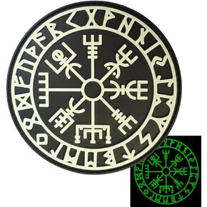 Glow Dark Vegvisir Viking Compass Norse Rune Morale Tactical PVC Rubber 3D Fastener Patch
