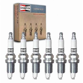 6 pc Champion Copper Plus Spark Plugs compatible with Jeep Grand Cherokee 4.0L L6 1993-1998