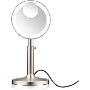 Conair Lighted Makeup Mirror, LED Vanity Mirror, 1X/10X Magnifying Mirror with Handheld Feature, Corded or Cordless in Brushed Nickel
