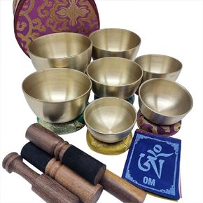 KHUSI,Tibetan Singing Bowl Set -Seven Chakra Healing Design Meditation Sound Bowl - Ideal for Meditation, Yoga, Mindfulness Healing Usage - Set of 7