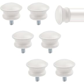 Curtain Finials, 6Pcs Plastic Mushroom Shape Curtain Rod Caps White Drapery Pole Decorative Ends Vintage Curtains Pole End Stops, Fits Dia. 5/8 inch Rods for Home Window Decor