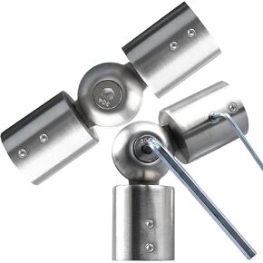 Corner Curtain Rod Connector，Heavy Duty Curtain Rods Connector Adjustable Curtain Rods Corner Connector Corner Window Curtain Rod for Bay Windows Blinds With 3/4 inch Silver Stainless Steel(2Pcs)