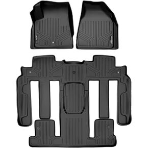 MAXLINER Custom Fit Floor Mats 3 Row Liner Set Black Compatible with Traverse/Enclave/Acadia/Outlook with 2nd Row Bucket Seats