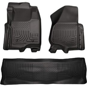 Husky Liners - Weatherbeater | Fits 2011 - 2012 Ford F-250/F-350 Crew Cab - Front & 2nd Row Liner (Footwell Coverage) - Black, 3 pc. | 98711