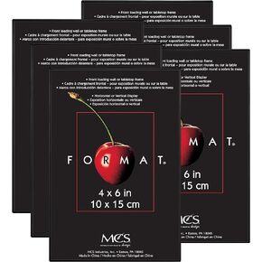 MCS Format Picture Frames, Gallery Wall Frames, Black, 4 x 6, 6-Pack