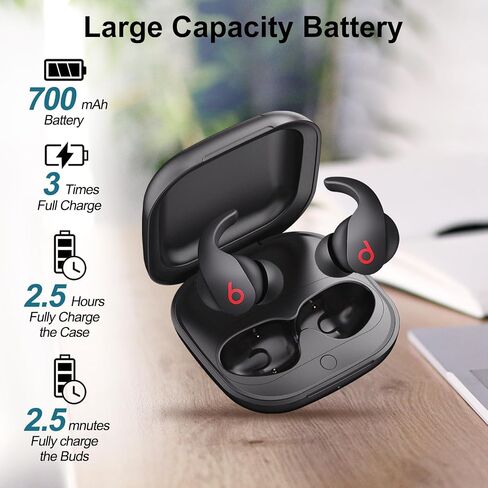Wireless Charging Case for Beats Fit Pro, Replacement Charger Case for Beats Fit Pro with Bluetooth Pairing, 700mAh Built-in Battery, Support Wireless and Wired Charging, Not Include Earbuds in Saudi Arabia