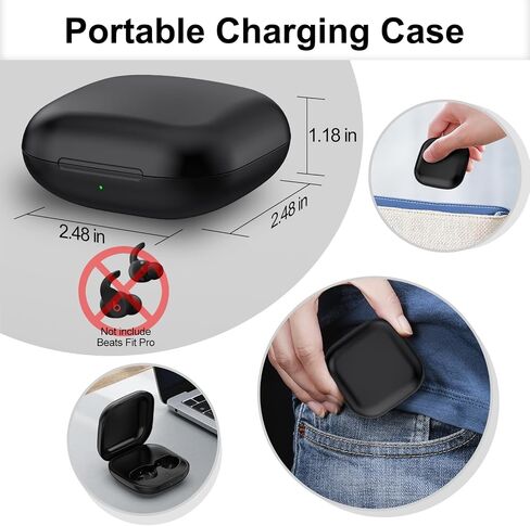 Wireless Charging Case for Beats Fit Pro, Replacement Charger Case for Beats Fit Pro with Bluetooth Pairing, 700mAh Built-in Battery, Support Wireless and Wired Charging, Not Include Earbuds in Saudi Arabia