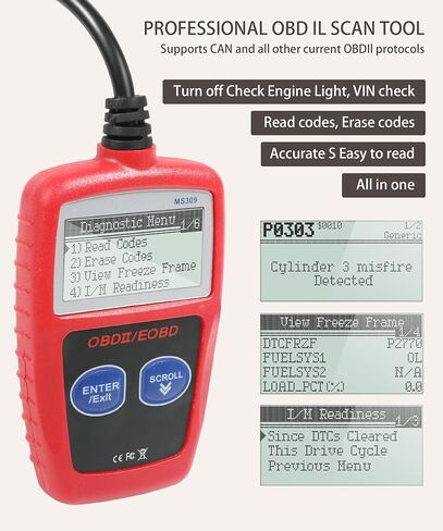 الماسح الضوئي MS309 Obd2، قارئ رمز محرك فحص السيارة، ماسح ضوئي تلقائي لملحقات السيارات، قارئ رمز فحص محرك السيارة لملحقات السيارات، أداة المسح التشخيصي للمركبات التي تعمل ببروتوكول obdii in Saudi Arabia