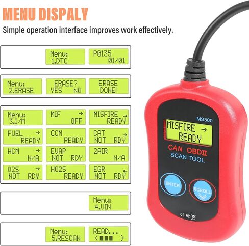 الماسح الضوئي MS300 obd2، قارئ الأكواد، أداة تشخيص الماسح الضوئي obd2، ملحقات السيارات، قارئ رموز محرك فحص السيارات، قارئات الأكواد وأدوات المسح الضوئي، أداة المسح التشخيصي can in Saudi Arabia