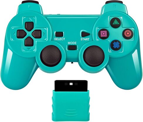 وحدة تحكم الألعاب اللاسلكية 2.4G Double Shock متوافقة مع PS2/P2 (وردي + أخضر) in Saudi Arabia