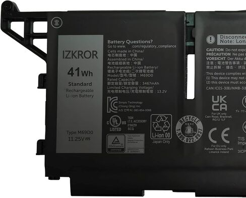 M69D0 41Wh 3467mAh Battery Replacement for Dell Latitude 5430 5530 Precision 3570 P104F P104F005 P137G P137G004 Series Laptop 07KRV O7KRV 0H4PVC H4PVC 08WRCR 8WRCR 0Y86WG Y86WG 078FWY 11.25V in Saudi Arabia