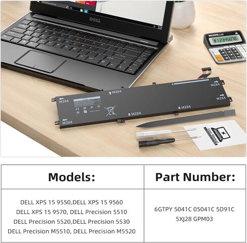 بطارية كمبيوتر محمول 6GTPY بقدرة 97 وات في الساعة، بطارية بديلة لجهاز Dell XPS 15 9560 9570 7590 9550، Dell Precision 5510 5520 5530 Vostro 7500 Series، P56F 5XJ28 GPM03 4GVGH مع ضمان [11.4 فولت/97 وات] in Saudi Arabia