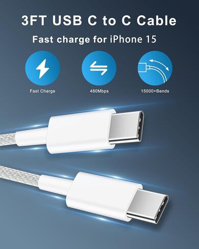 iPhone 15/15 Pro Max Car Charger, 40W Dual USB C Fast Car Charger Adapter with 2Pack 3FT Braided USB C to C Cable for iPhone 15/15 Plus/15 Pro Max, iPad Pro/Air/Mini, Pixel 8 7 6 Pro, Galaxy S23 S22 in Saudi Arabia