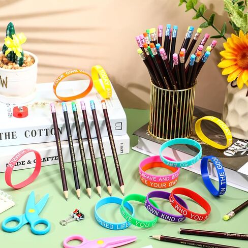 Tenceur 80 Pcs Inspirational Pencils Motivational Silicone Bracelets Set Color Changing Pencils for Kids Mood Pencils Bulk Student Gifts from Teacher Bulk for Kids School(Classic Style) in Kuwait